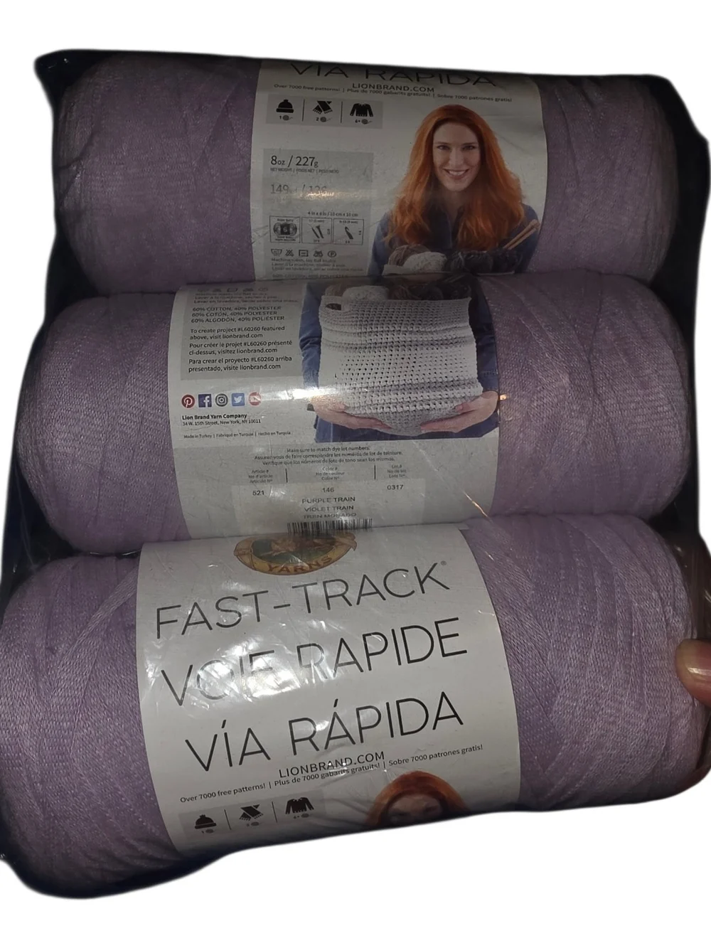 Discontinued Lion Brand Fast-Track Yarn – Purple Train – Lot of 3